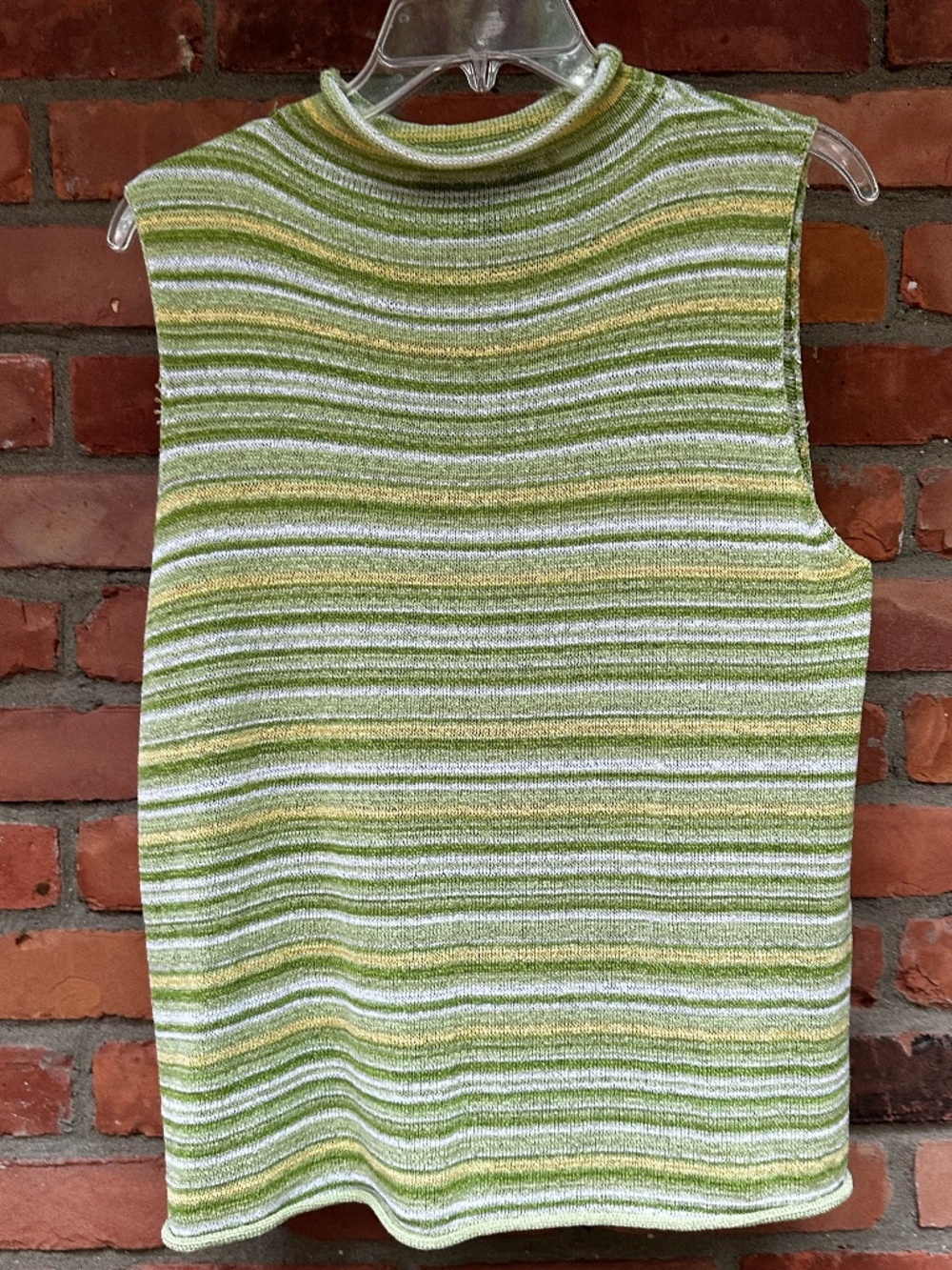 Parisian Signature Sleeveless Mockneck Green Knit Top ~ XL